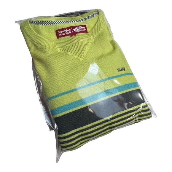 Men’s Vans Knit Pullover Sweater XL 100% Cotton Long Sleeve Striped - Picture 6 of 11